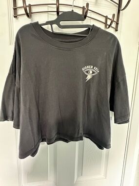 Spiritual Gangster Elevated Eye Kaylee Crop Tee Black Large